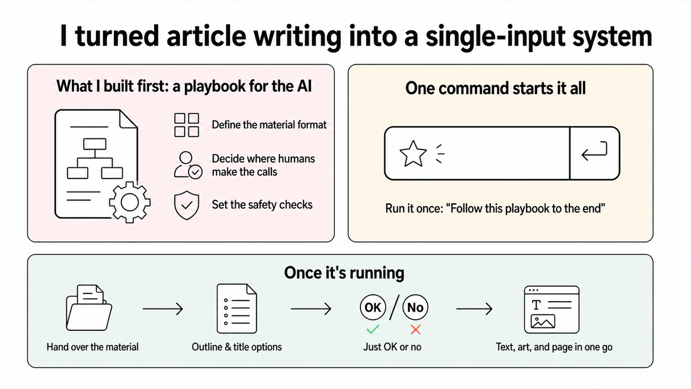 Infographic: article writing turned into a single-input system